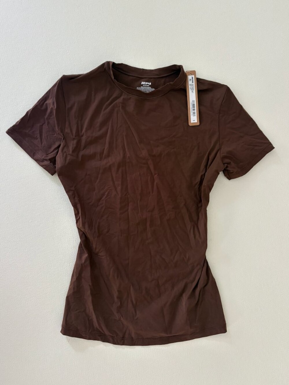 NWT SKIMS Brown Fitted Short Sleeve T-Shirt Top XS